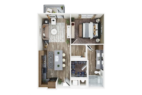 Floor plan for 1 bed, 1 bath, 720 sqft